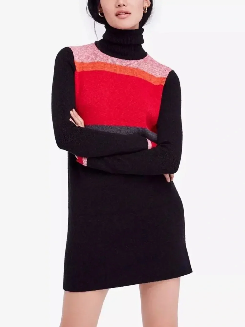 NWT Free People Turtleneck Colorblock Knit Dress - Size S